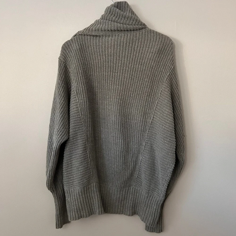 Free People Turtleneck Sweater Womens Small Gray‎ Oversized Chunky Cable Knit